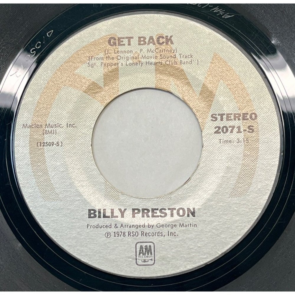 Billy Preston Get Back / Space Race 45 Pop From Sgt Peppers Lonely Hearts Club